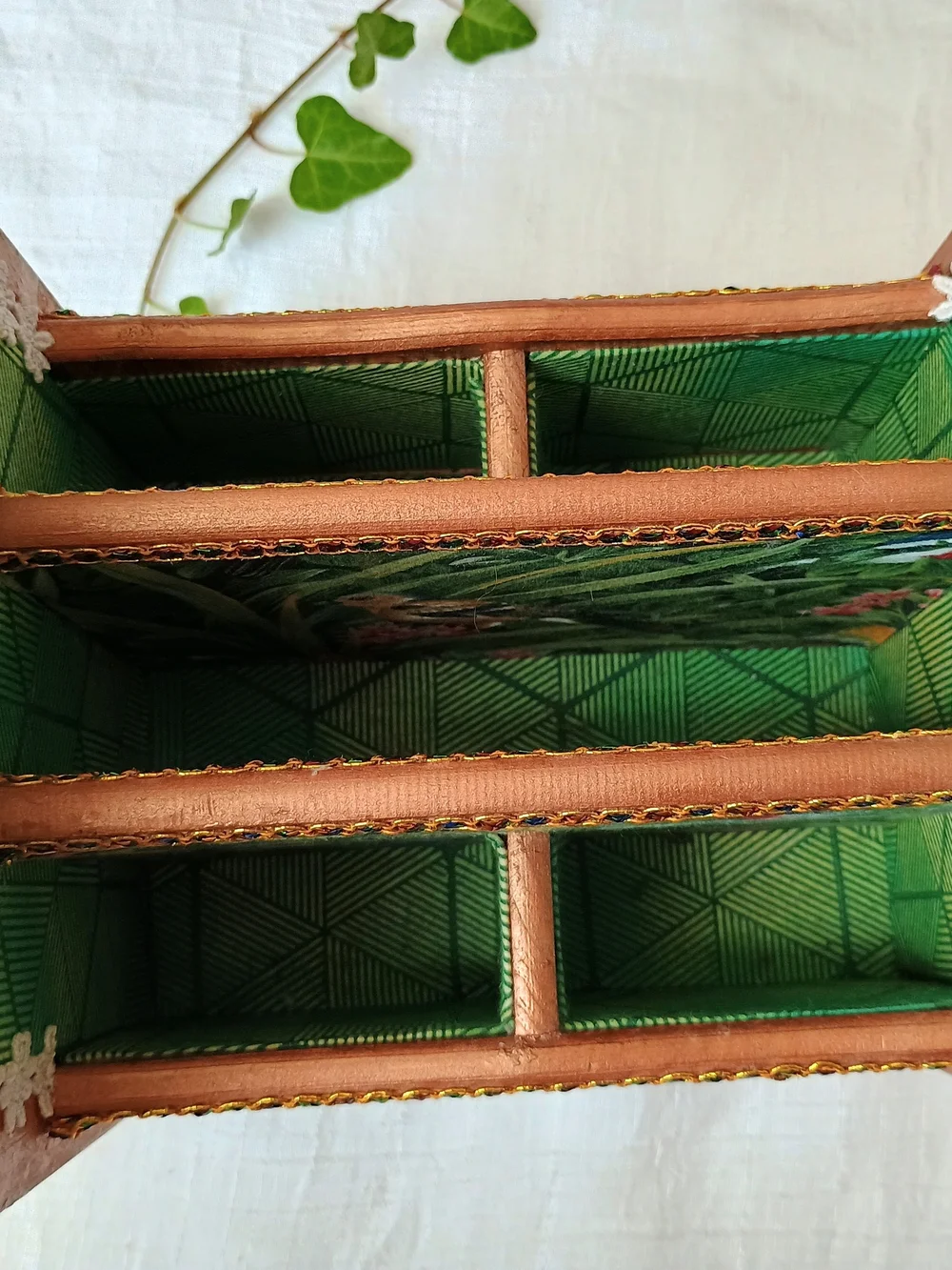 🩵 COTTAGE CORE 🩵 Handmade Wood Organizer W Nature Theme, Lazy Susan, Bird Core